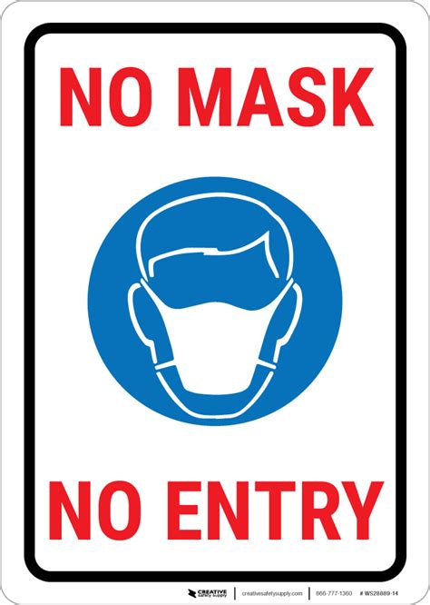 No Mask No Entry Landscape Wall Sign Creative Safety Supply
