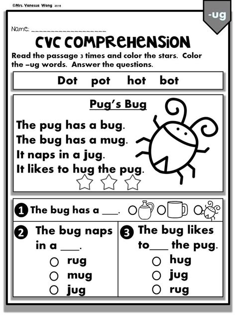 © © all rights reserved. Phonics Worksheets -CVC comprehension early readers ...