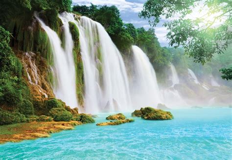 Waterfall Lake Poster Mural Papier Peint Europosters