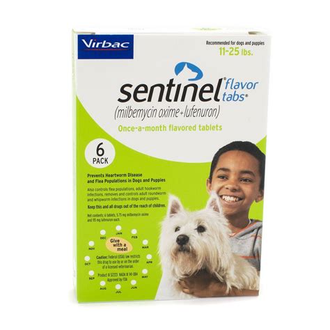 Sentinel Flavor Tabs Dog Heartworm Vetrxdirect Pharmacy 11 25 Lbs