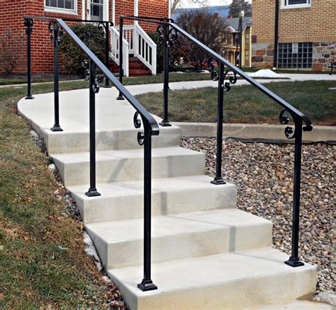 Metal Step Railing Outdoor Exterior Railings And Handrails For Stairs