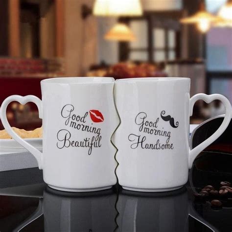 Kissing His And Her Porcelain Coffee Mug Funny Ceramic Couple Mugs For
