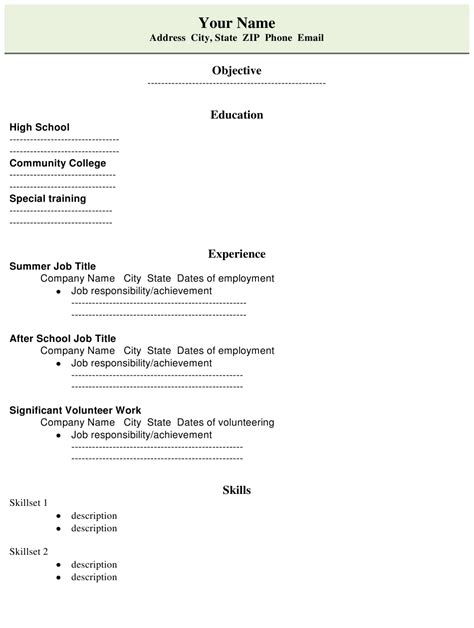 Sample High School Student Resume Template Download Printable Pdf