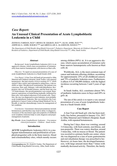 Pdf Case Report An Unusual Clinical Presentation Of Acute