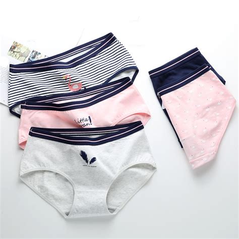 langsha 5pcs lot cotton panties women underwear breathable seamless cute print briefs soft
