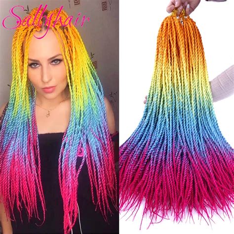 Sallyhair 24inch 20 Strands Ombre Color Senegal Twist Braids Hair