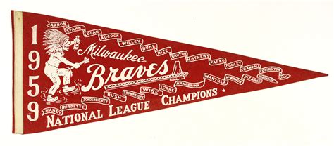 1959 Milwaukee Braves Pennant Milwaukee Baseball Braves National