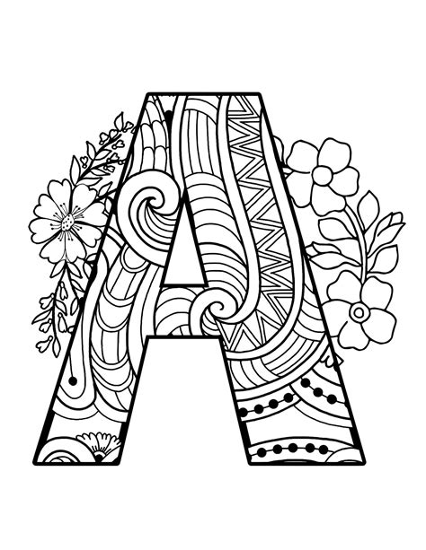 Mandala Alphabet Coloring Book Printable Digital Download Etsy
