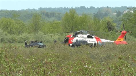 Coast Guard Helicopter Makes Emergency Landing In Field