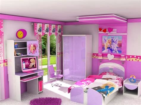 Modern outstanding kids room interior design, beds, colorful cabinet, adorable walls and classy room and wallpaper design barbie kids room - Modern - New York