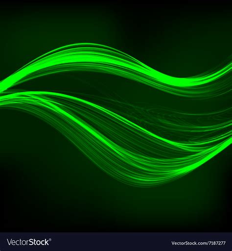 Abstract Green Waves On The Dark Background Vector Image