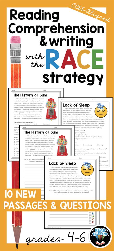 Reading Comprehension And Writing With The Race Strategy Grades 4 6