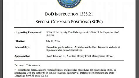 New Dod Issuance Reveals Civilians Used As Special Command Positions