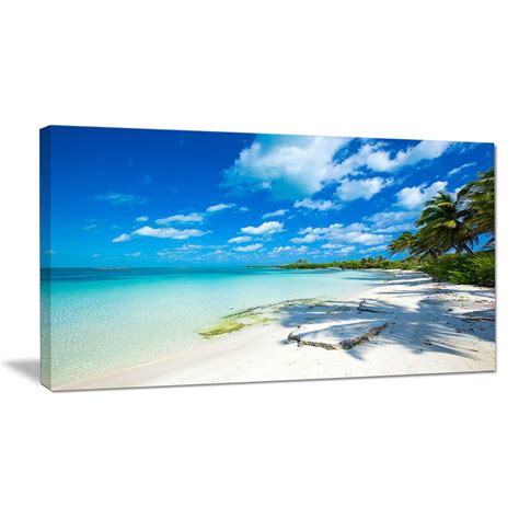 design art tropical beach with palm shadows large seashore canvas art print walmart canada
