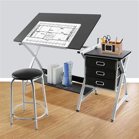 Easyfashion Adjustable Drafting Table Art And Craft Drawing Desk Art