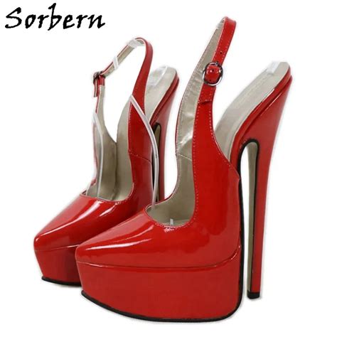 Sorbern Purple Patent Slingback Women Pump Shoes 20cm High Heel