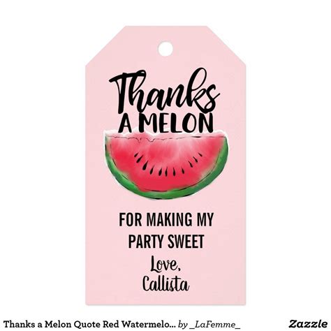 Thanks A Melon Quote Red Watermelon Watercolor T Tags