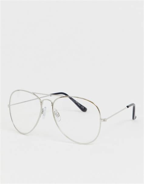 Jeepers Peepers Clear Lens Aviator Glasses In Silver Asos Aviator Glasses Glasses Peepers
