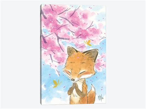 Cherry Blossom Fox Canvas Art By Martin Hsu Icanvas