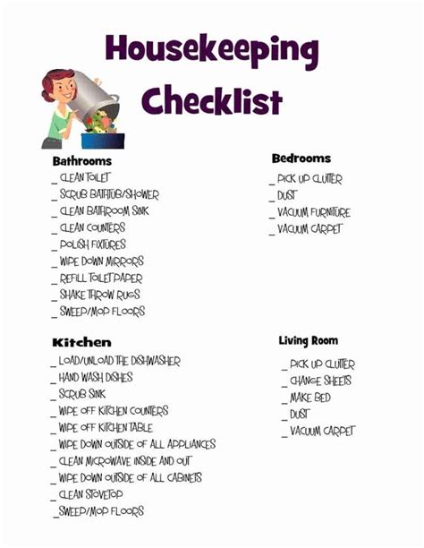 Deep Cleaning Checklist For Housekeeper Inspirational Housekeeping