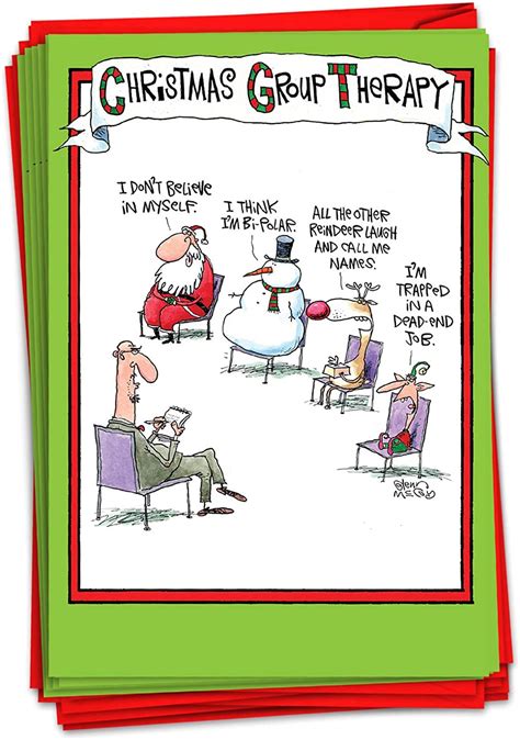 Nobleworks 12 Boxed Merry Christmas Cards Bulk Funny Cartoon Happy