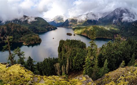 Usa Scenery Lake Mountains Forests Washington North Cascades