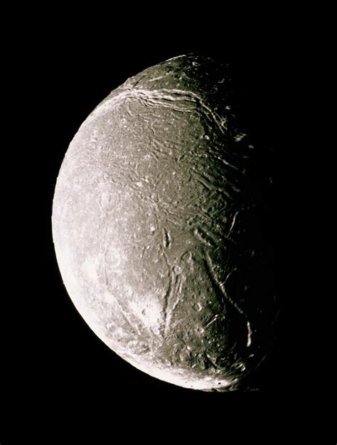 Voyager 2 Mosaic Image Of Uranuss Moon Ariel Photograph By Nasa