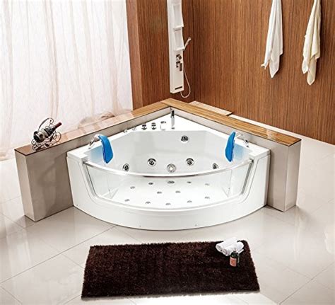 2 Person Modern Whirlpool Massage Hydrotherapy White Corner Bathtub Tub With Bluetooth 63