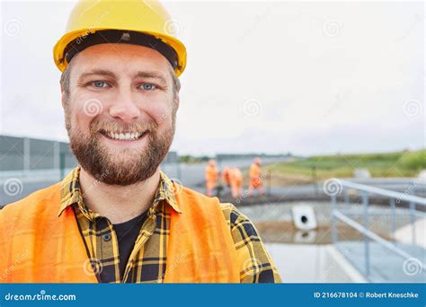 Smiling Construction Worker As A Proud Road Builder Stock Photo Image
