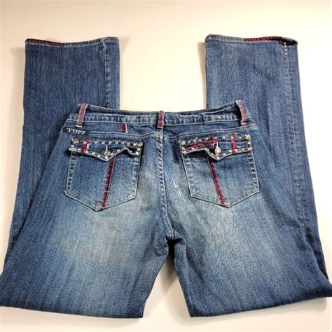 Cowgirl Tuff Jeans Cowgirl Tuff Jeans Womens 3x33 Blue Western Rhinestones Denim Flap Pocket