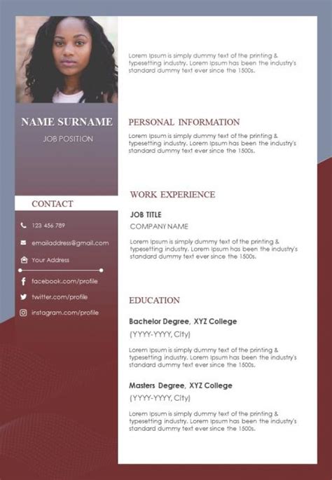 Sample Curriculum Vitae Format With Job Details Powerpoint Slides
