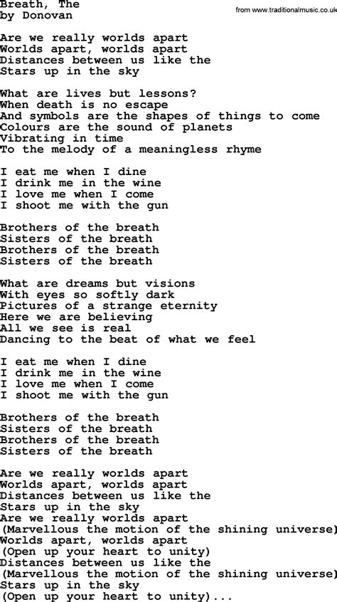 Donovan Leitch Song Breath The Lyrics