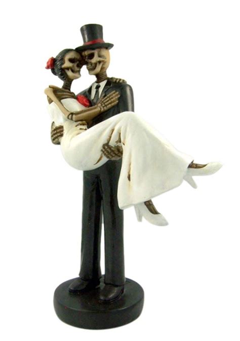 Forever Yours Groom Holding Bride Skeleton Wedding Couple Figurine Or Statue Love Never Dies