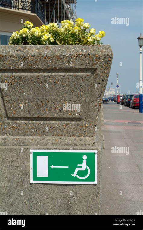 Disabled Entrance Sign To A Hotel In Eastbourne England Uk 13th May