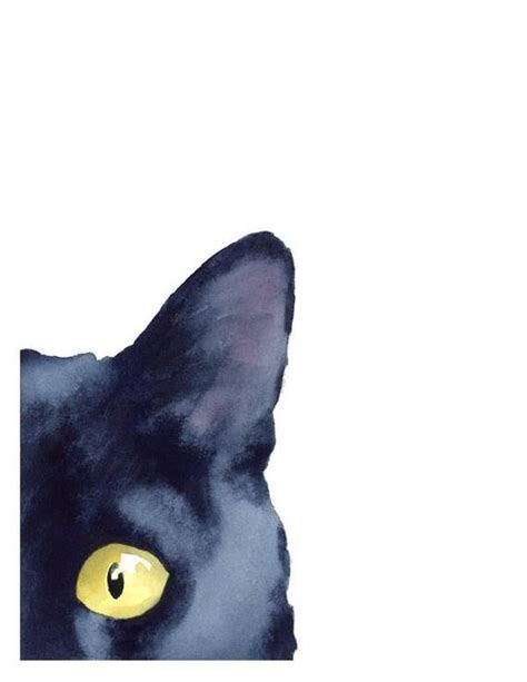 Cat Black Cat Art Print Sneaky Black Cat Wall Decor Watercolor Painting