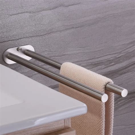 Zunto Double Arm Towel Holder 304 Stainless Steel Towel Bar Rail Wall