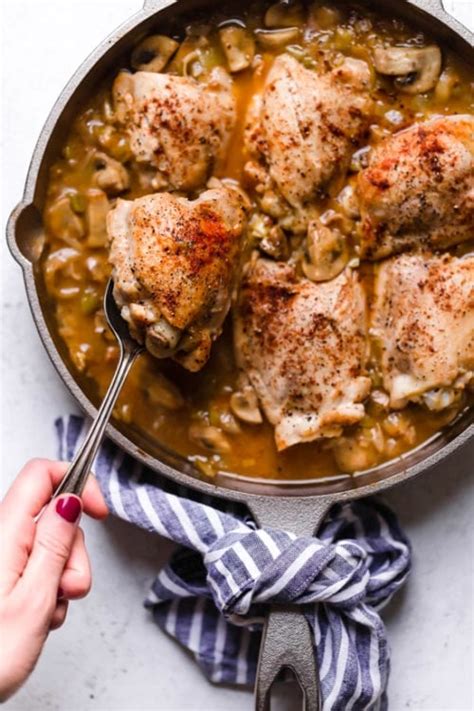 Braised Chicken With Mushrooms And Leeks