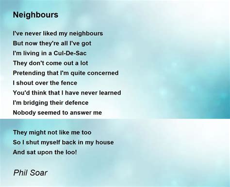 Neighbours Poem By Phil Soar Poem Hunter