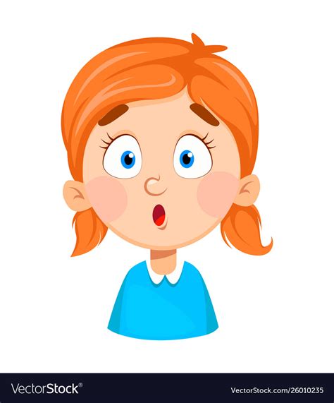 Face Expression Cute Little Girl Surprised Vector Image