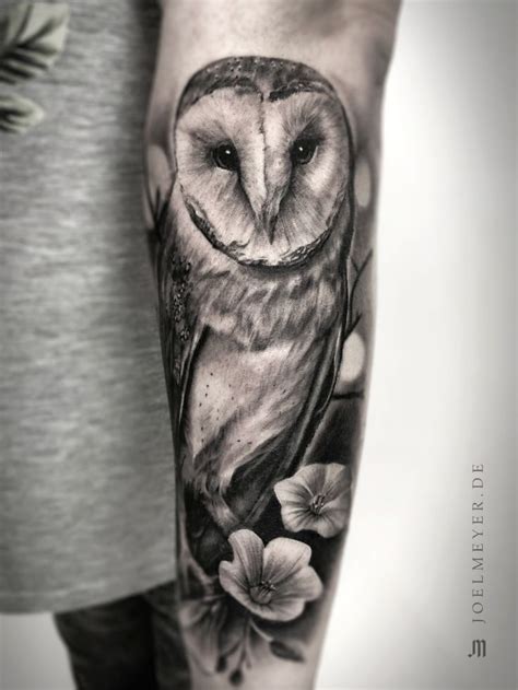 Barn Owl Realistic Tattoo Black And Grey Bodyart Barn Owl Realistic