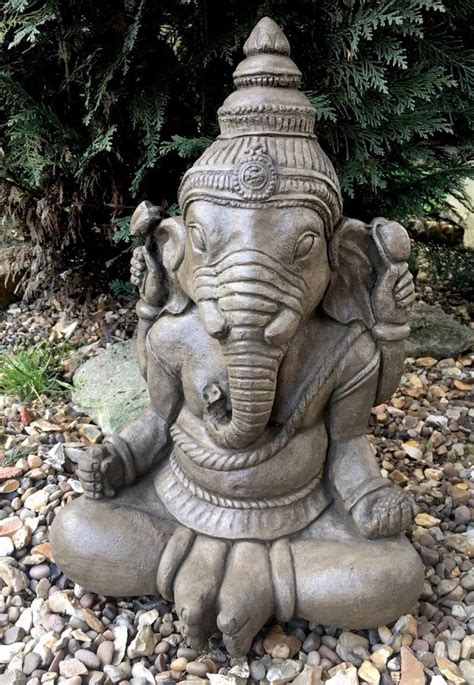 Stone Large Meditating Ganesh Elephant Praying God Buddha Etsy