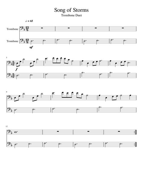 1 video performance of song of storms sheet music sheet below. Song of Storms - Trombone Duet sheet music for Trombone download free in PDF or MIDI
