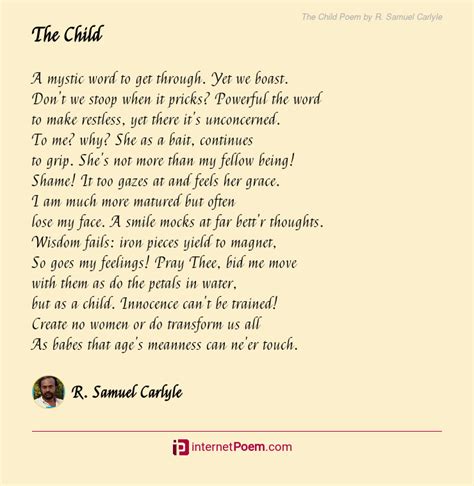 The Child Poem By R Samuel Carlyle