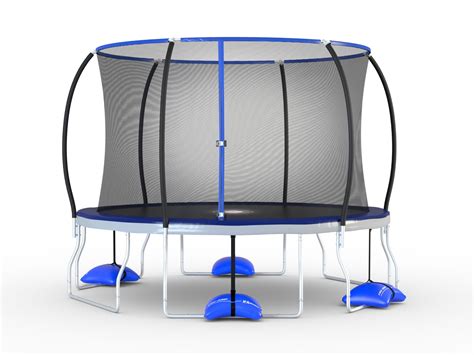 Trujump 12 Foot Trampoline With Enclosure And Spin N Light Blue
