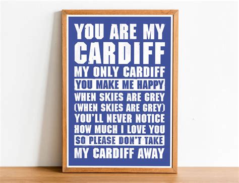 Cardiff City Football Song Lyrics Chant Poster By Magik Moments