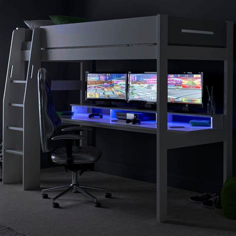 Urban High Sleeper Console Gaming Bed With Built In Gaming Desk
