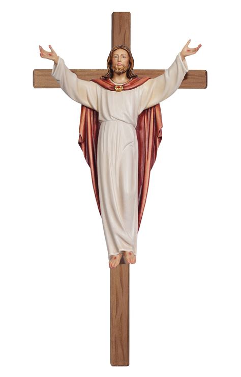 Risen Christ On Cross Wall Sculpture Italian Wood Carvings