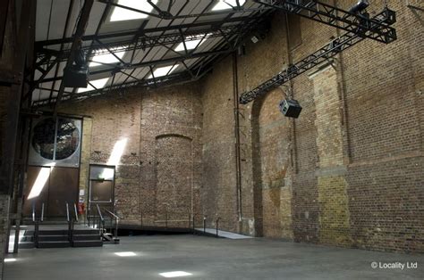 Event space, Concrete floor, Warehouse, Skylights, Textured wall, Brick
