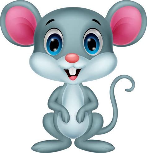 A Cartoon Mouse With Big Blue Eyes And Pink Ears Sitting On Its Hind