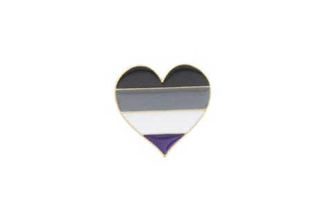 Asexual Pride Heart Metal Pin Badge